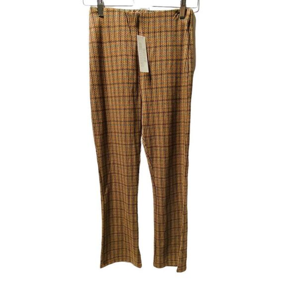 NEW Urban Outfitters Women's Bryn Pull-on Flare Pant Herringbone Orange - Picture 3 of 5